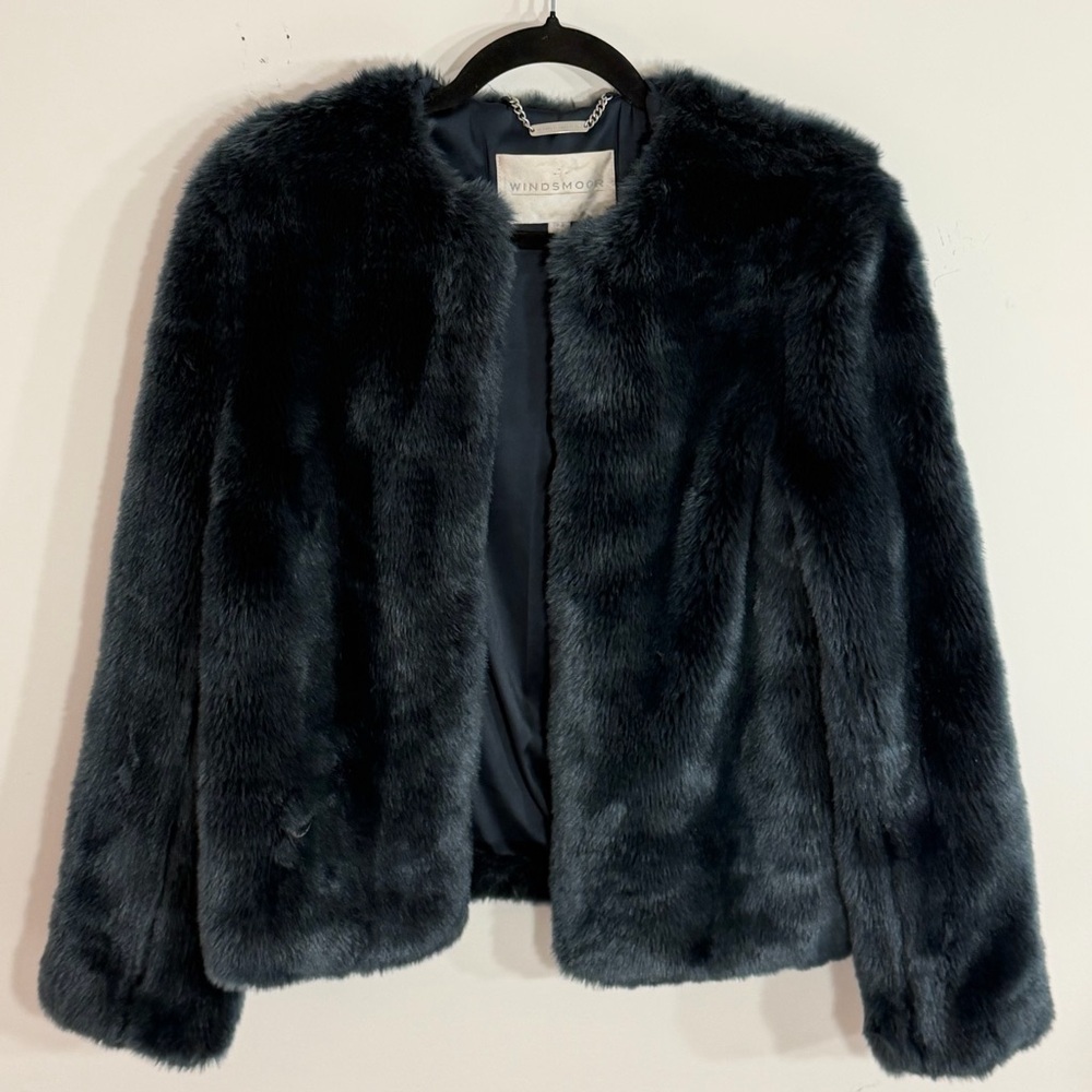 Windsor Women's Plush Faux Fur Jacket - Dark Blue